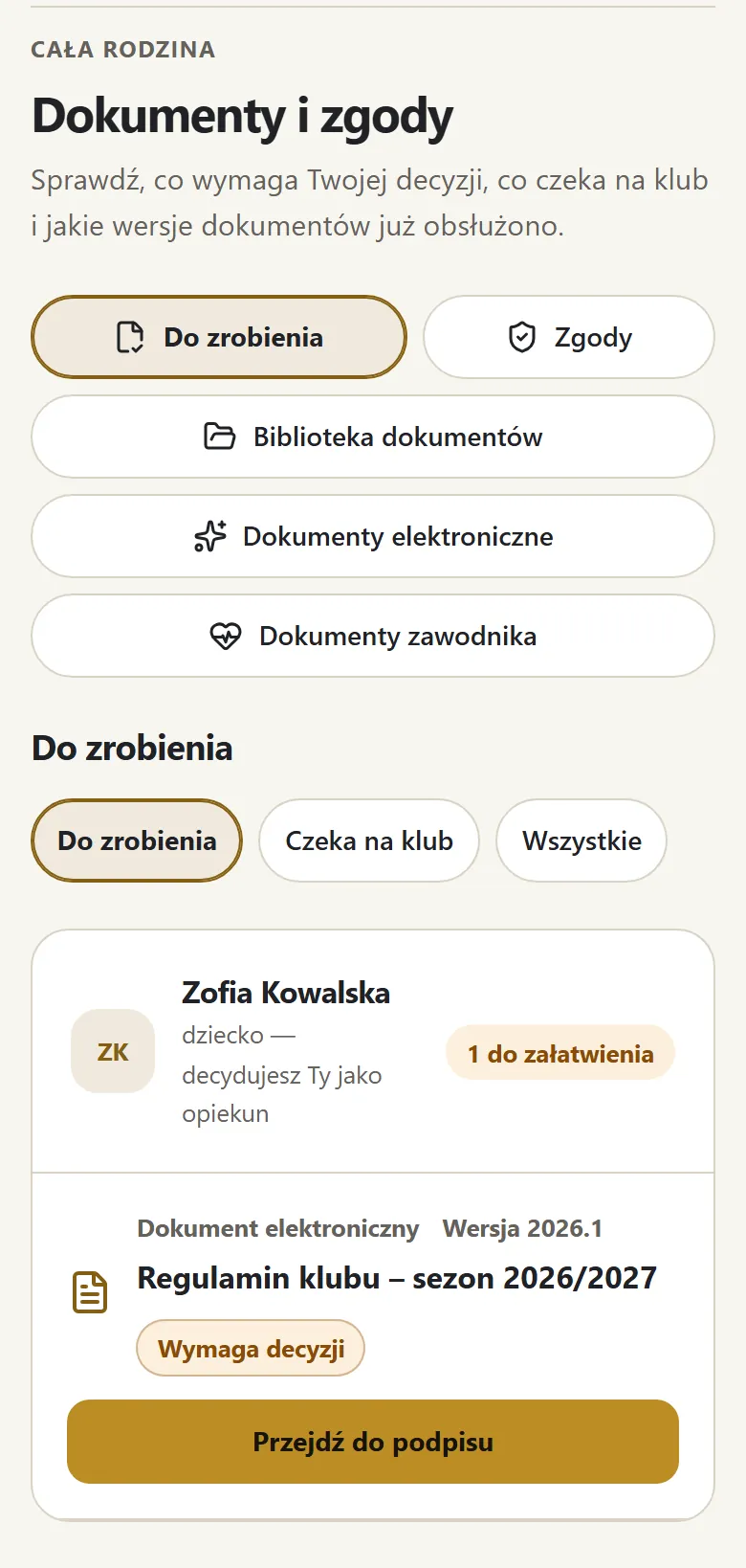 Dokumenty i zgody — do zrobienia