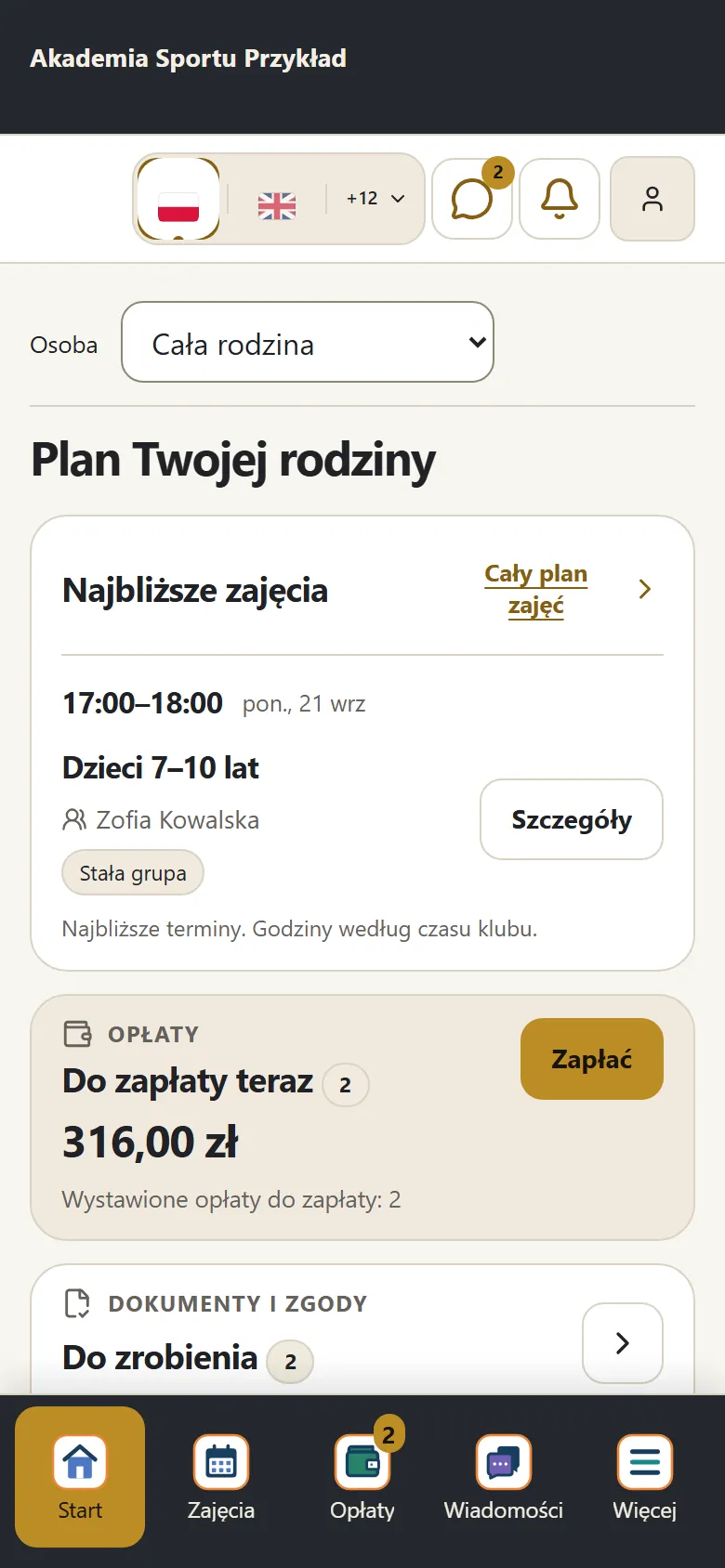 Start — plan rodziny