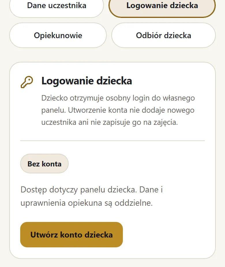 Logowanie dziecka