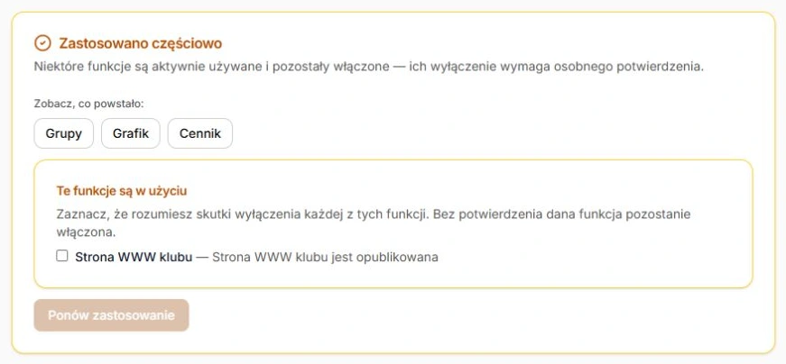 Wynik częściowy z informacją o obszarze do dokończenia