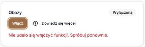 Błąd przy konkretnej funkcji i dostępne ręczne ponowienie