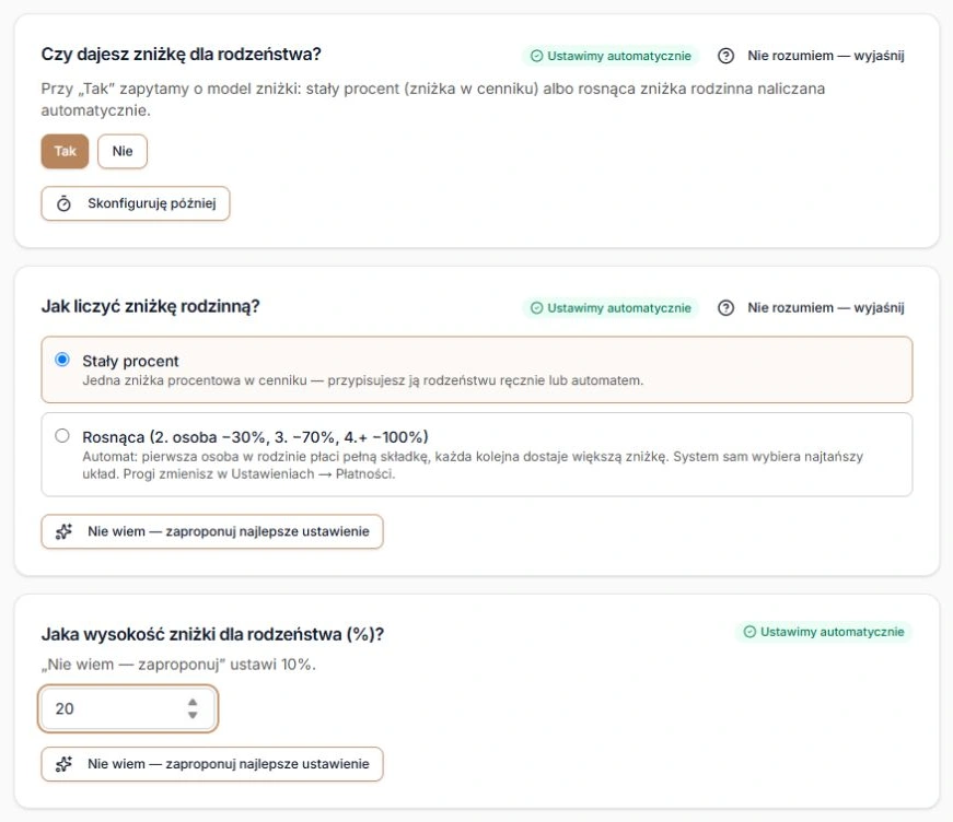 Jednoznaczna stała zniżka odtworzona z dokładnym procentem