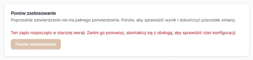 Starszy zapis wymaga sprawdzenia przez obsługę przed ponowieniem