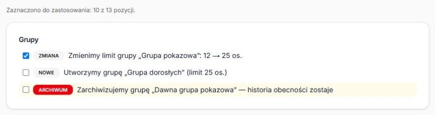 Ponownie odczytane zaznaczenia po utracie potwierdzenia