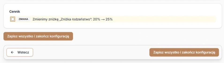 Zmiana istniejącej zniżki z 20% na 25% wymaga osobnego zaznaczenia