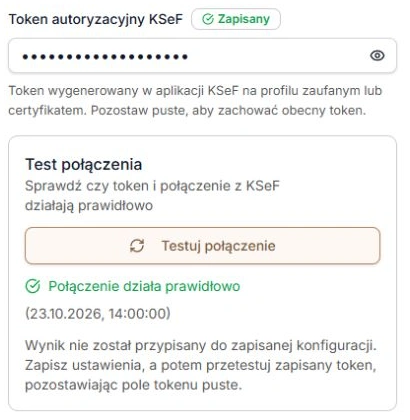 Fakturowanie — test wpisanego fikcyjnego tokenu i informacja o nieprzypisanym wyniku