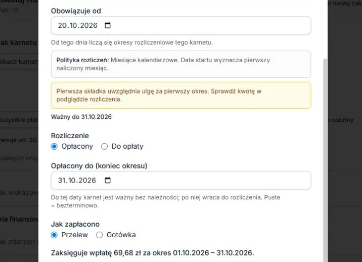 Pierwszy miesiąc — rzeczywista proporcja dzienna 69,68 zł