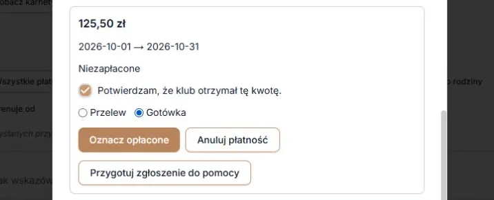 Potwierdzenie wpłaty — otrzymana kwota, metoda i zapis