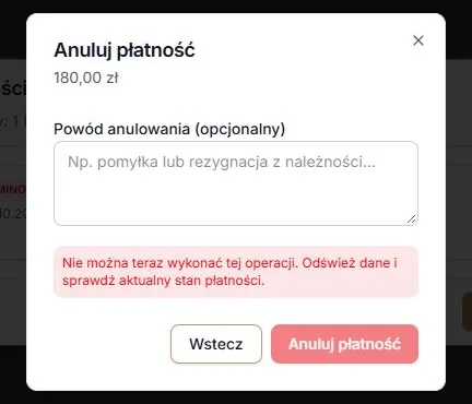 Równoczesne opłacenie zatrzymuje zwykłe anulowanie należności