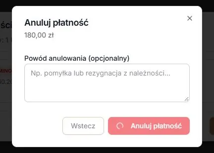 Oczekiwanie na zapis anulowania z zablokowanymi polami