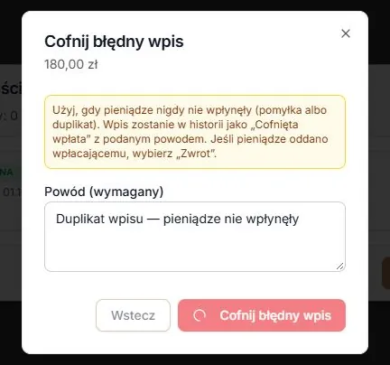 Oczekiwanie na cofnięcie z zablokowanym polem i przyciskami