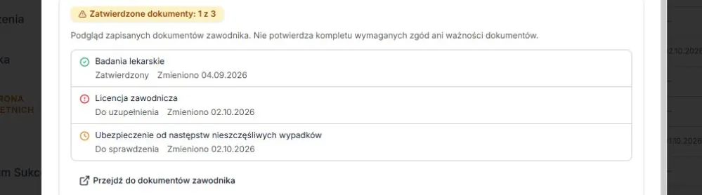 Dokumenty — zatwierdzenie, uzupełnienie i oczekiwanie