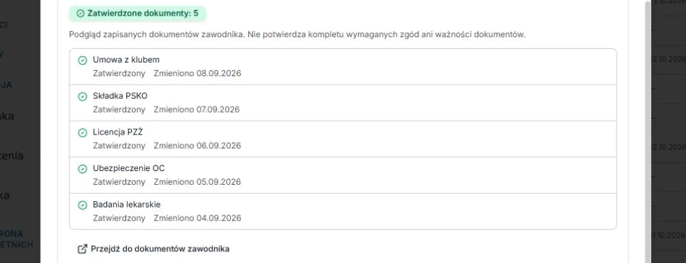 Dokumenty — nazwy typów w klubie żeglarskim