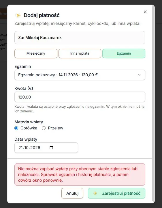 Odmowa wpłaty po zmianie stanu zgłoszenia