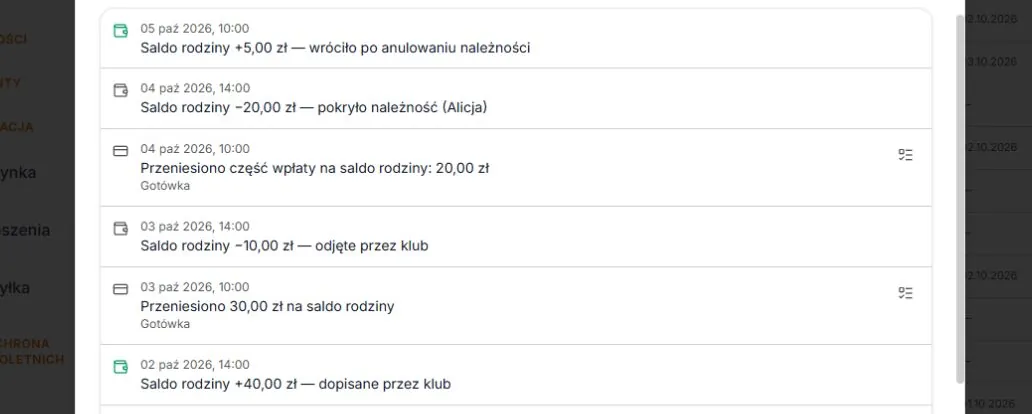 Ruchy salda całej rodziny