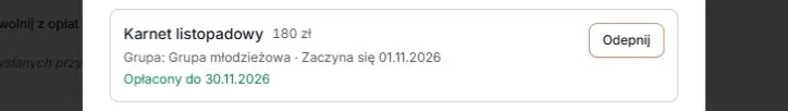 Karnety — opłacony okres zaczynający się w przyszłości