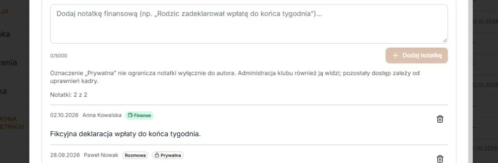 Notatki — formularz, treść i rzeczywiste zasady widoczności
