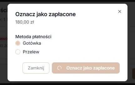 Zablokowane sterowanie podczas zapisywania otrzymanej wpłaty