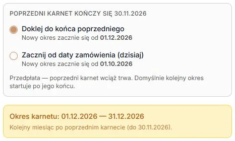 Przedpłata — kolejny miesiąc po listopadowym okresie