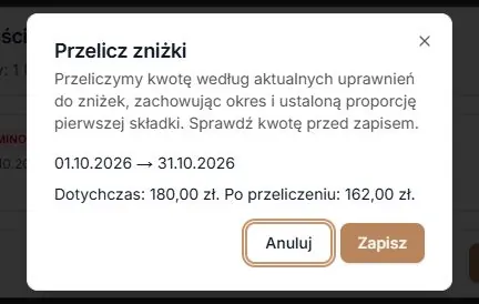Podgląd nowej należności przed zatwierdzeniem