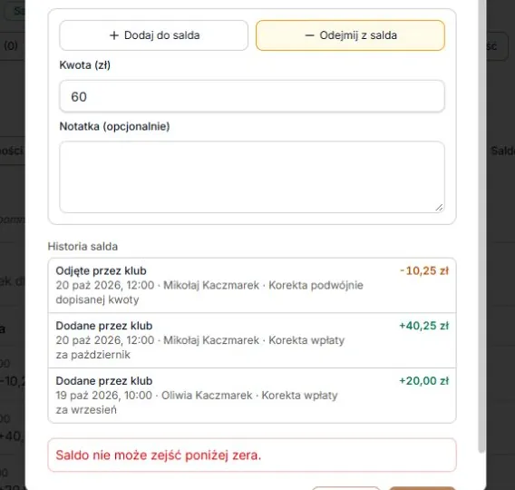 Odmowa odjęcia 60 zł z dostępnych 50 zł
