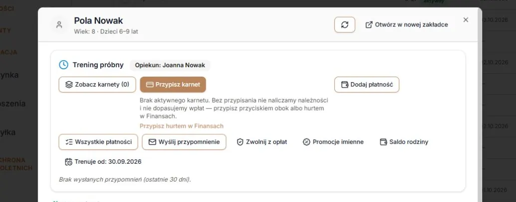 Stan: trening próbny