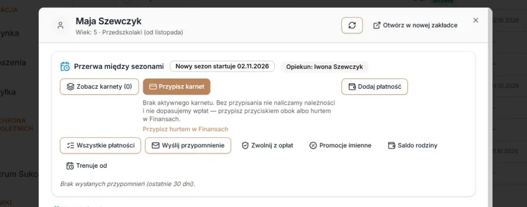 Stan: przerwa między sezonami
