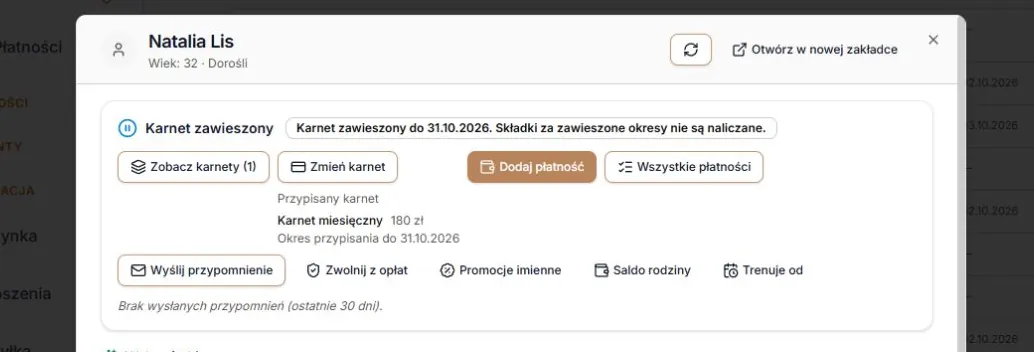 Stan: karnet zawieszony