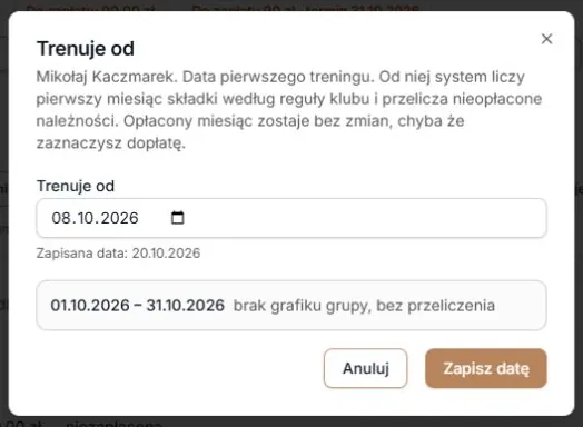 Brak danych do proporcji treningowej