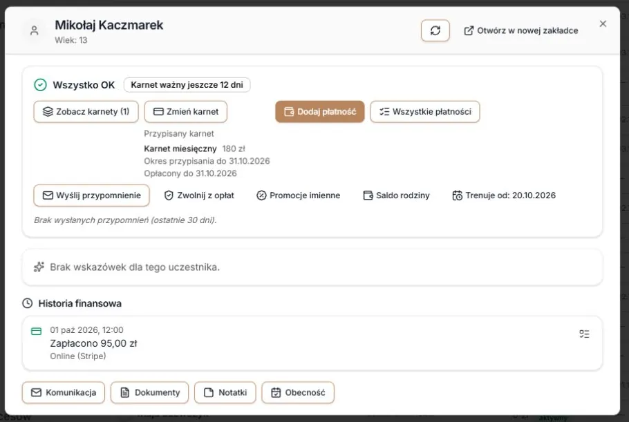 Wpłata online 95 zł obejmująca składkę i opłatę