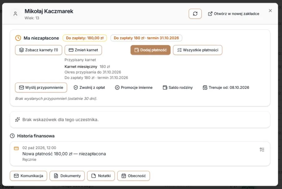 Data i należność po przeliczeniu