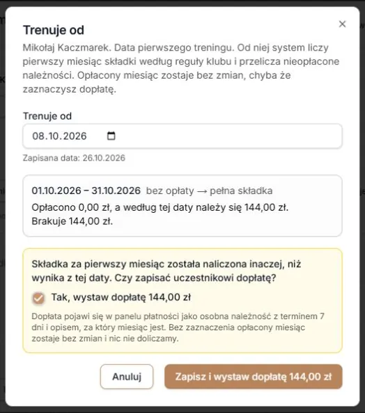 Dopłata 144 zł po rozliczonej zerowej należności subskrypcji wymaga zaznaczenia.