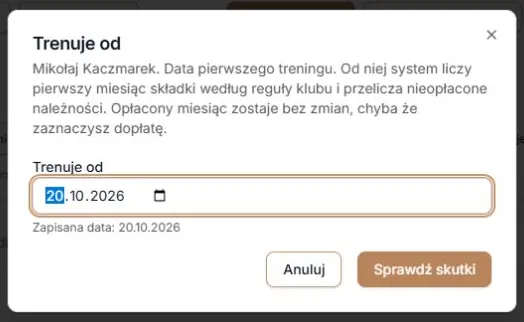 Dotychczas zapisana data
