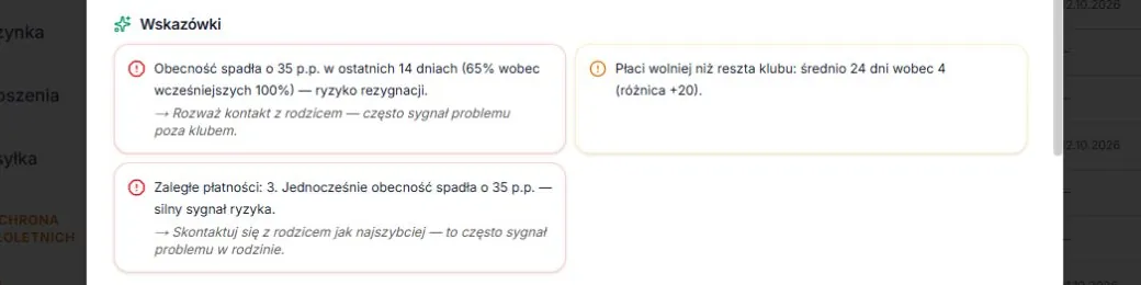 Wskazówki — sygnał ryzyka i wolne płacenie