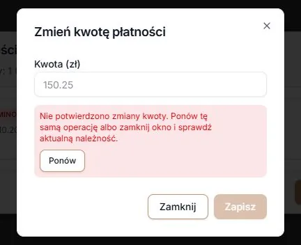 Niepotwierdzona korekta i ponowienie tej samej kwoty