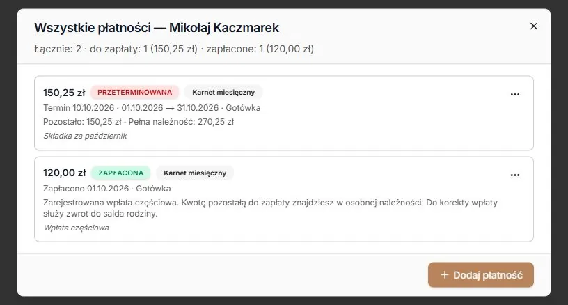 Poprawiona należność i zachowana wpłata częściowa