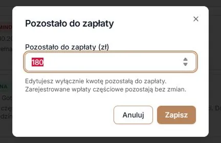 Korekta samej pozostałej należności