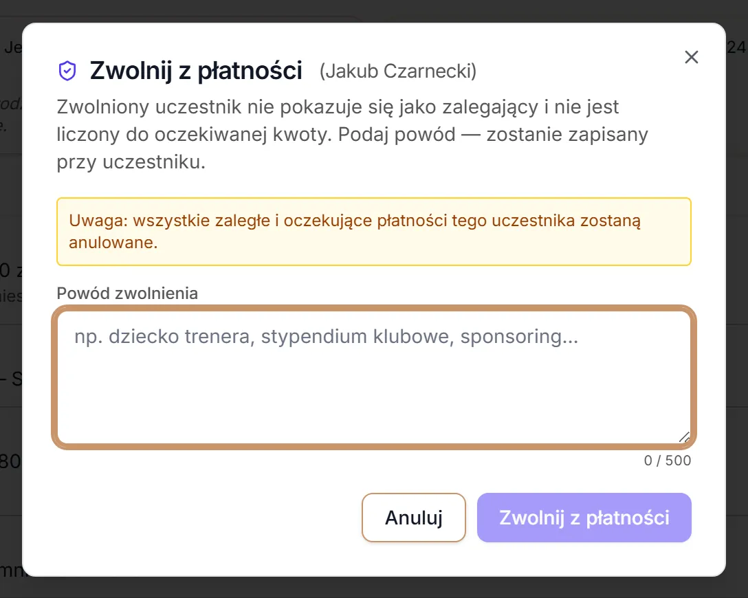 Zwolnij z płatności