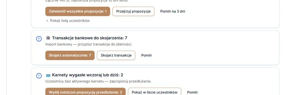 Pozycja „Transakcje bankowe do skojarzenia”