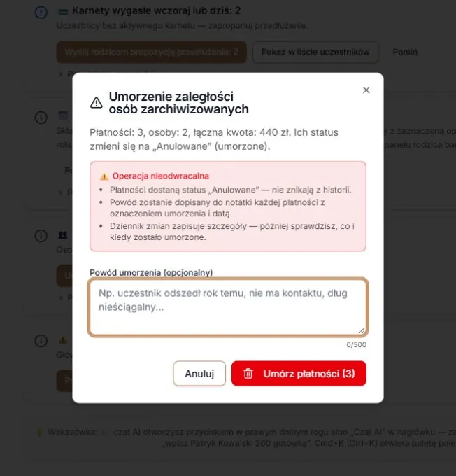 Okno umorzenia zaległości osób z archiwum