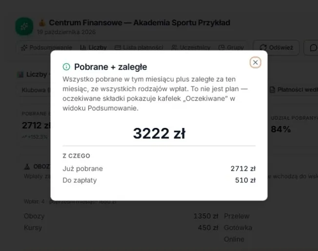 Okno kafelka Pobrane + zaległe