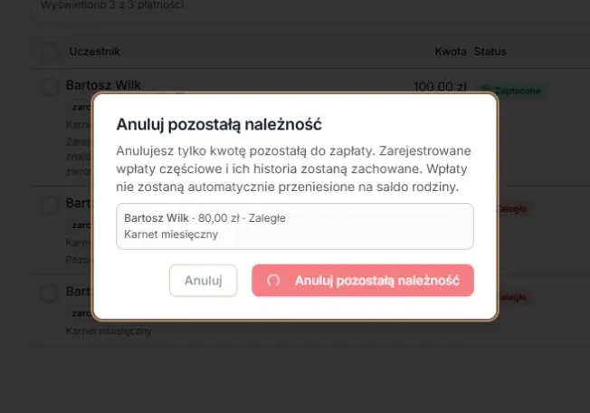 Poczekaj na odpowiedź dotyczącą pozostałej należności
