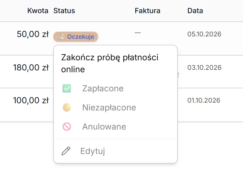 Plakietka płatności online w toku