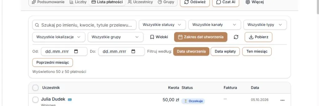 Zakres dat po wyczyszczeniu