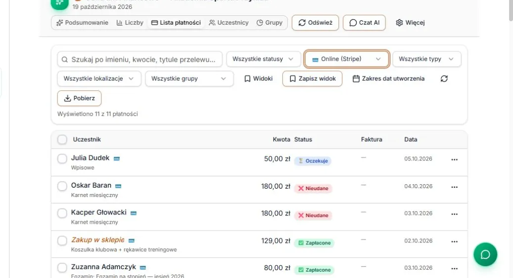 Kanał: Online (Stripe)