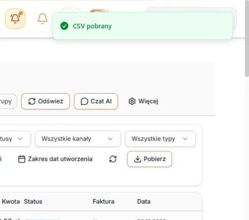 Potwierdzenie pobrania pliku