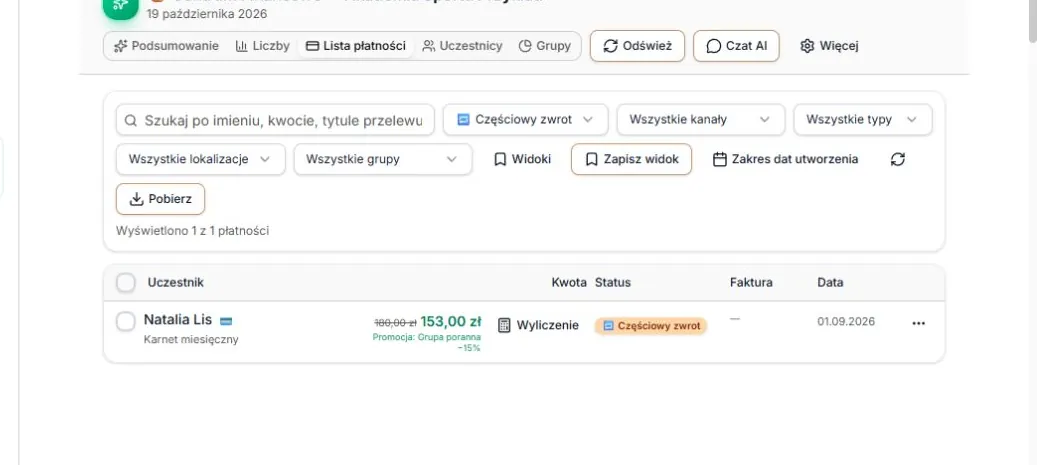 Status: Częściowy zwrot