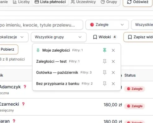 Nowy widok na liście
