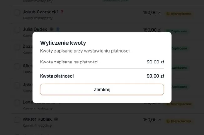 Ręczna zmiana końcowej kwoty zastępuje starą rozpiskę