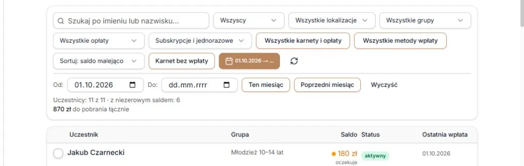Tylko początek zakresu — bez daty końcowej